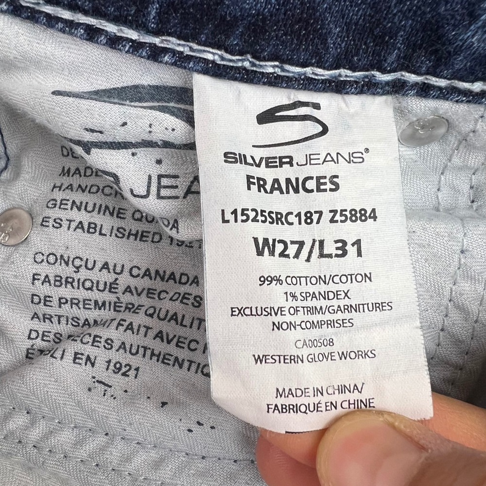 Silver Jeans Co Frances Low Rise Bootcut Distressed Medium Wash Jeans 27x31 - Picture 4 of 11